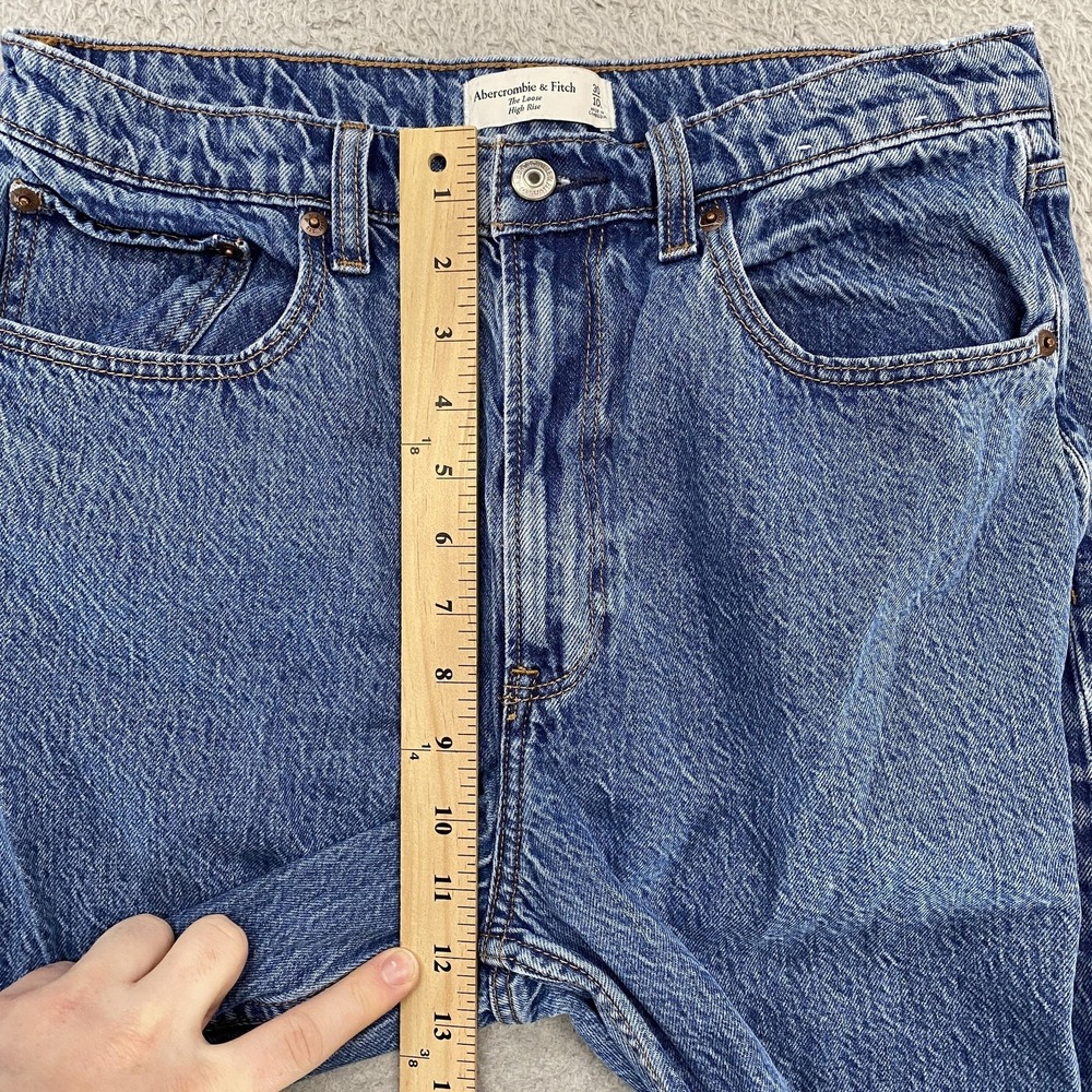 Abercrombie & Fitch Loose High Rise Jeans Womens 30 Blue Straight Relaxed Denim - Picture 5 of 14